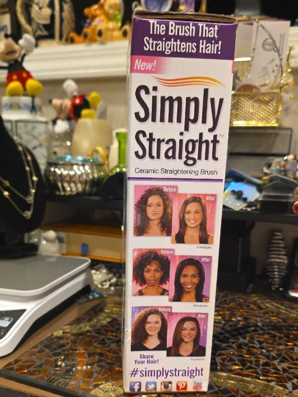 Simply Straight Ceramic Straightening Brush - Black with Pink Trim